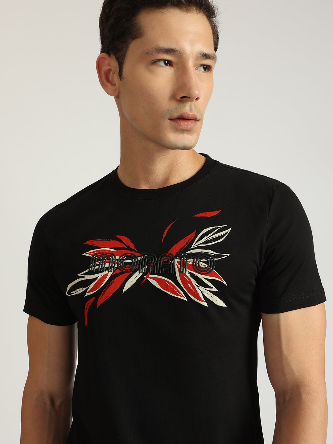 Antony Morato Men Black Printed Round Neck Short Sleeves Tshirt