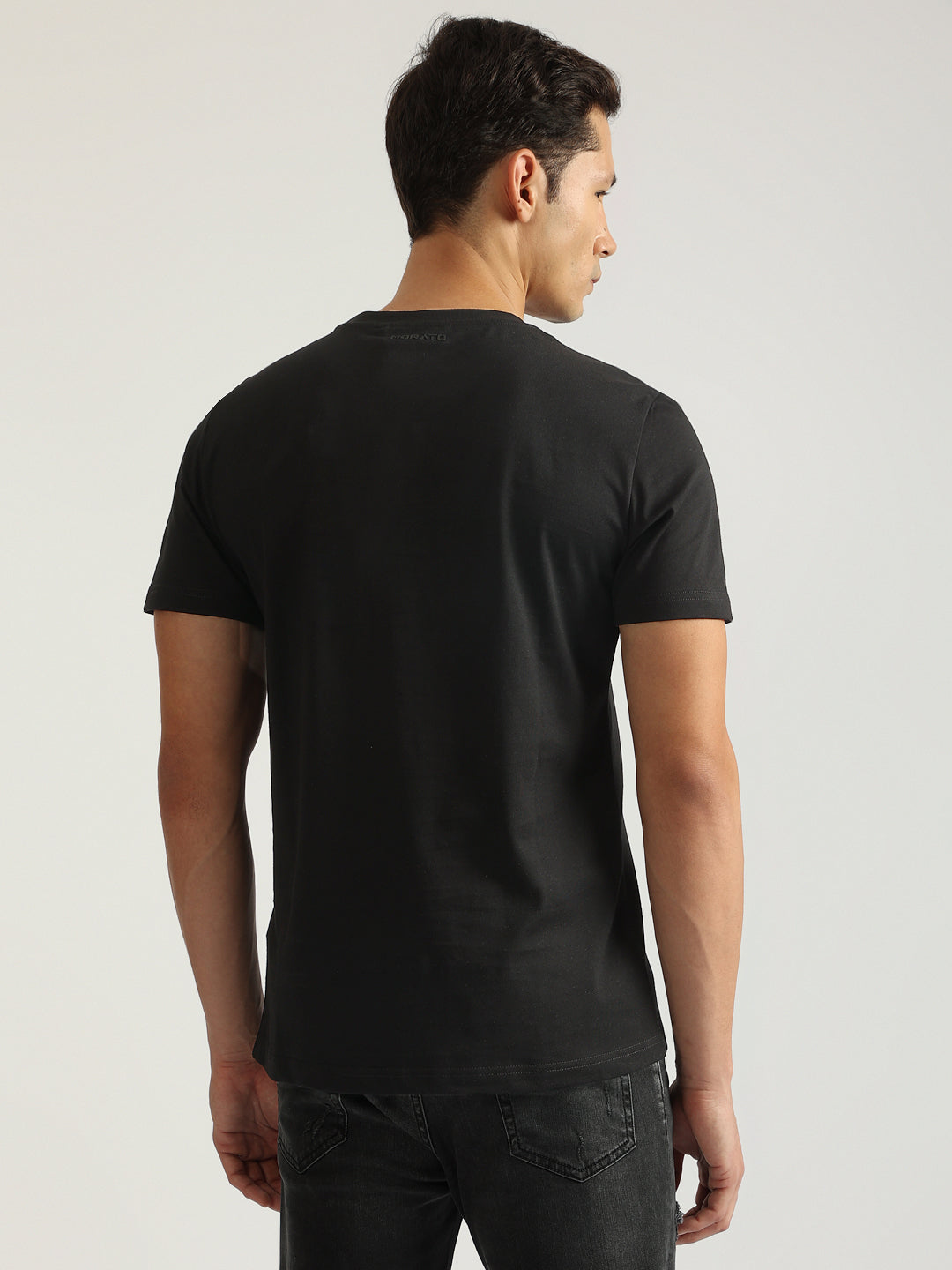 Antony Morato Men Black Printed Round Neck Short Sleeves Tshirt