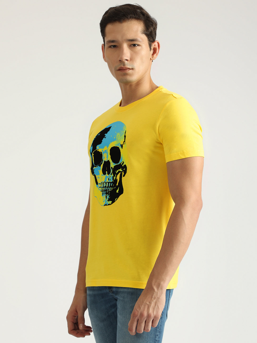 Antony Morato Men Yellow Printed Round Neck Short Sleeves Tshirt