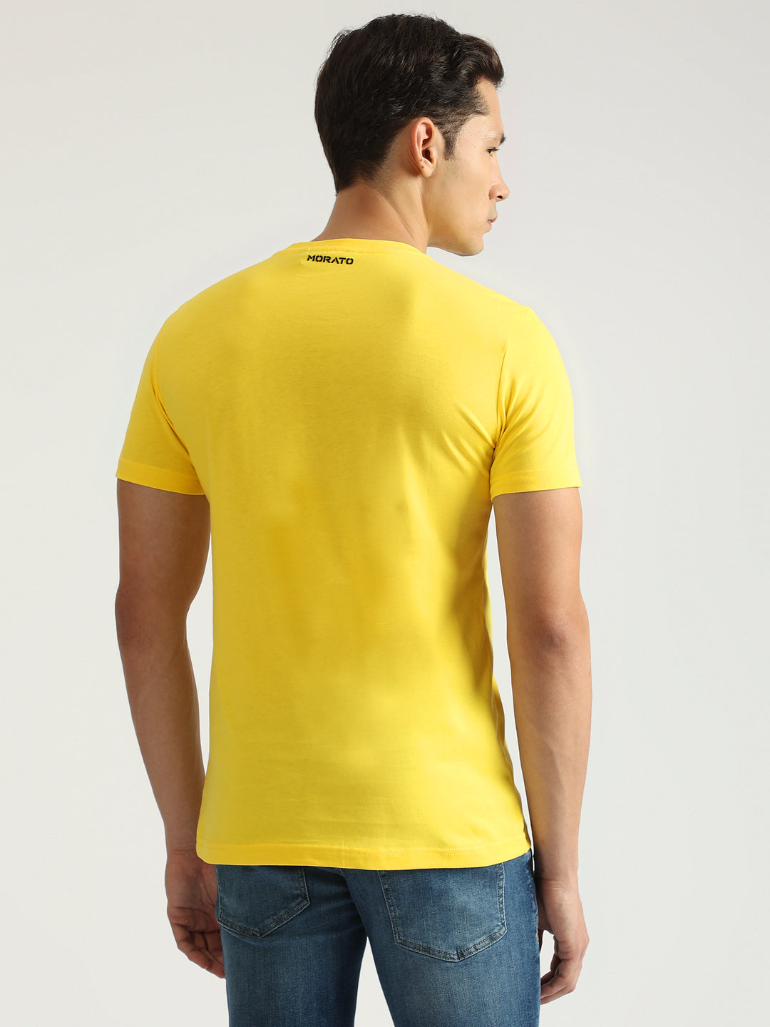 Antony Morato Men Yellow Printed Round Neck Short Sleeves Tshirt