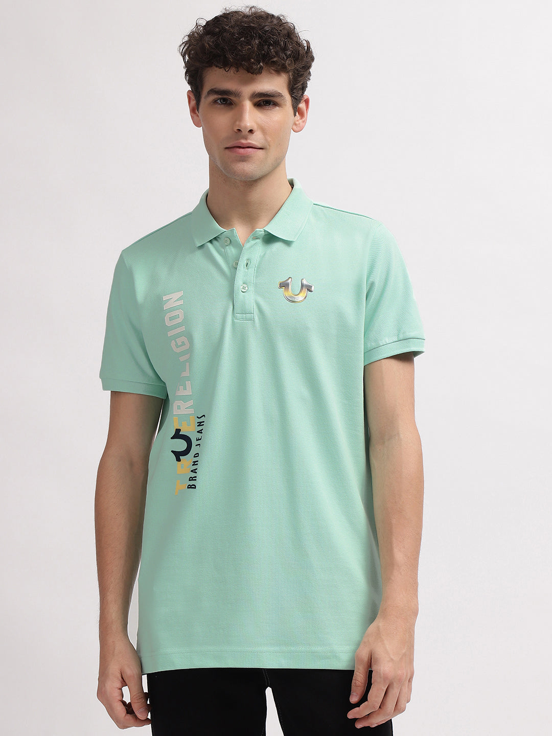 Shop True Religion Men Green Printed Polo Collar Short Sleeves T-Shirt  Online
