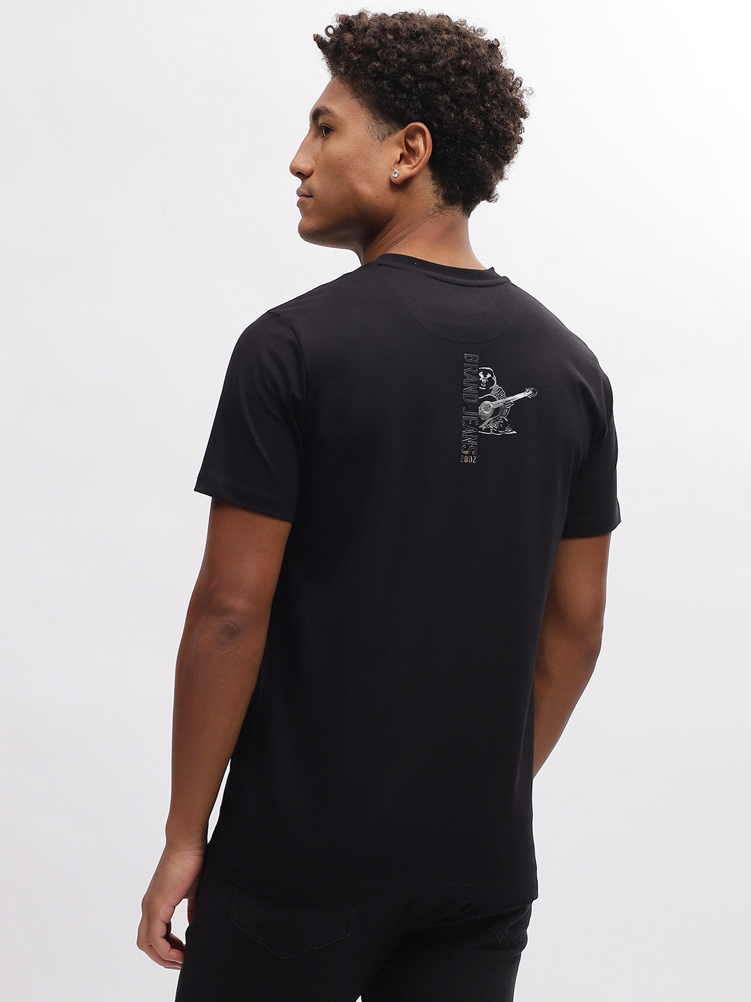 True Religion Men Black Solid Round Neck Short Sleeves T-Shirt