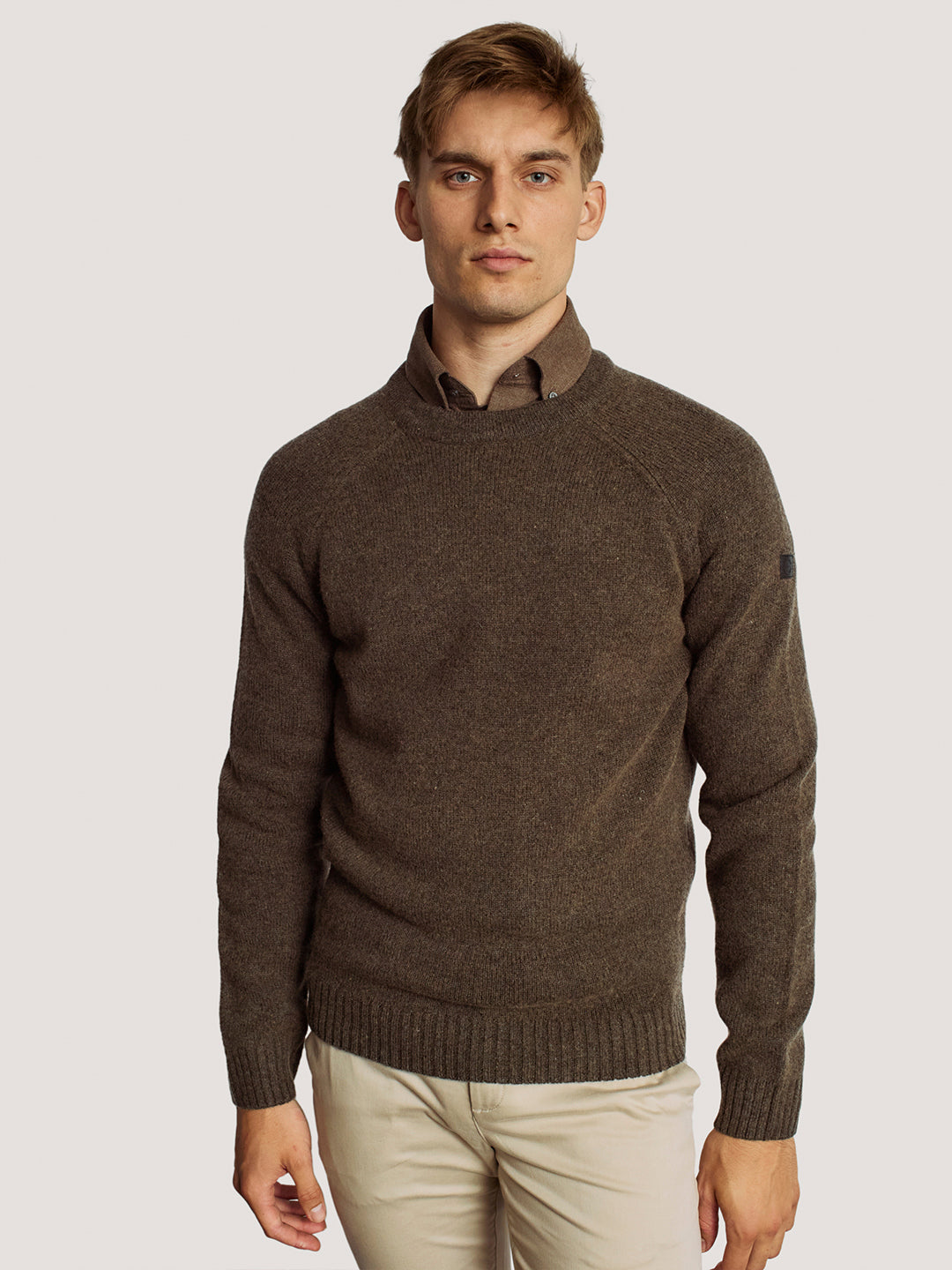 Shop Bruun Stengade Men Brown Solid Round Neck Full Sleeves
