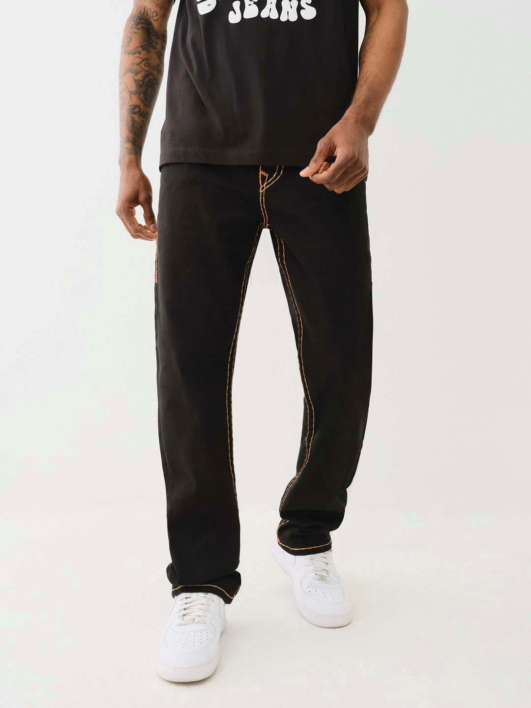 True Religion Men SUPER T Ricky Straight Fit Pure Cotton Mid Rise Jeans