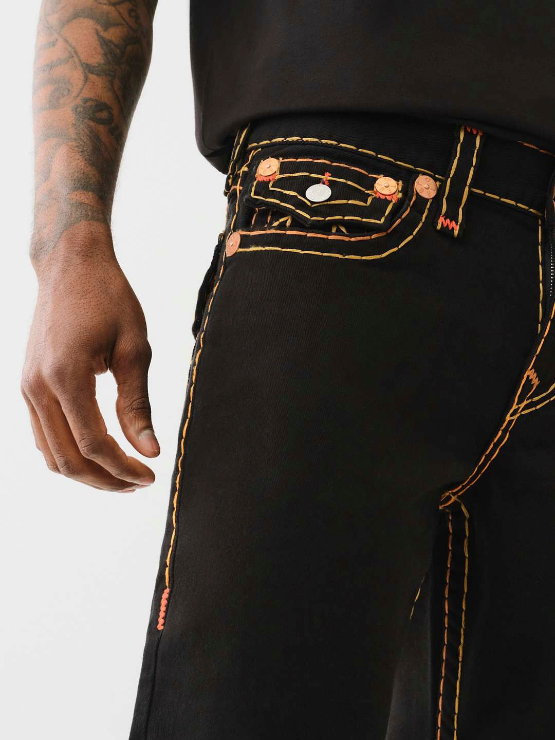 True Religion Men SUPER T Ricky Straight Fit Pure Cotton Mid Rise Jeans