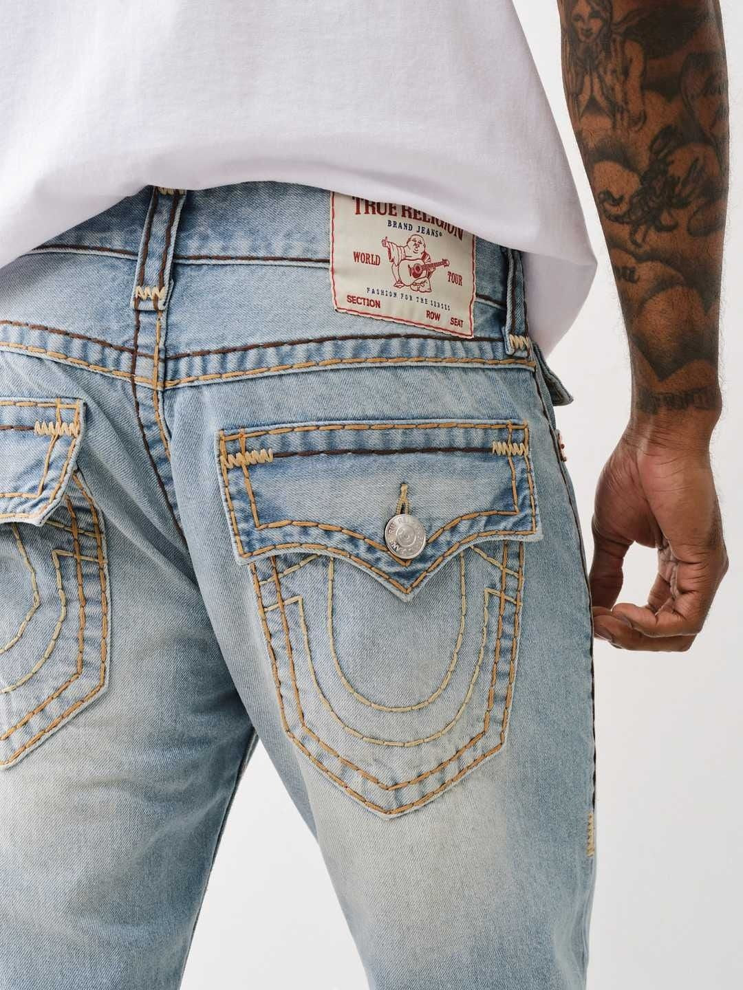 True Religion Men Super T Joey Flared Fit Light Wash Jeans