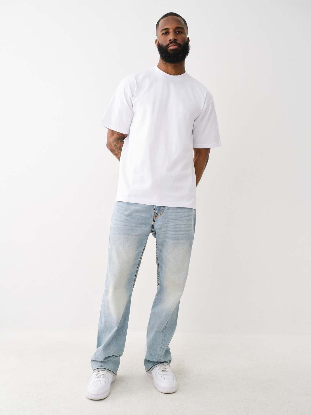 True Religion Men Super T Joey Flared Fit Light Wash Jeans