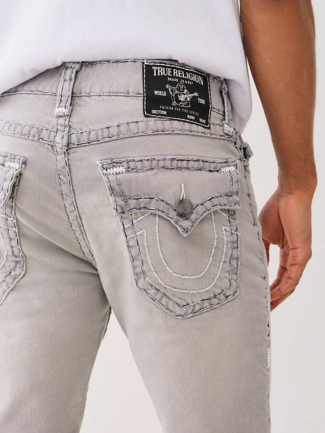 Shop True Religion Super T Rocco Slim Fit Grey Mid-Rise Washed Jeans Online