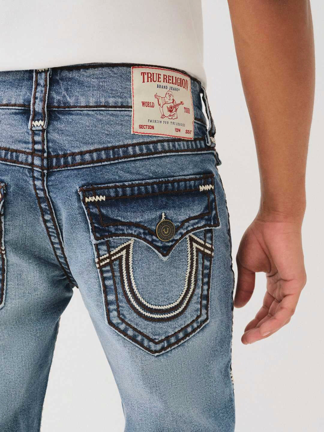 Shop True Religion Super T Rocco Slim Fit Blue Mid-Rise Washed Jeans Online