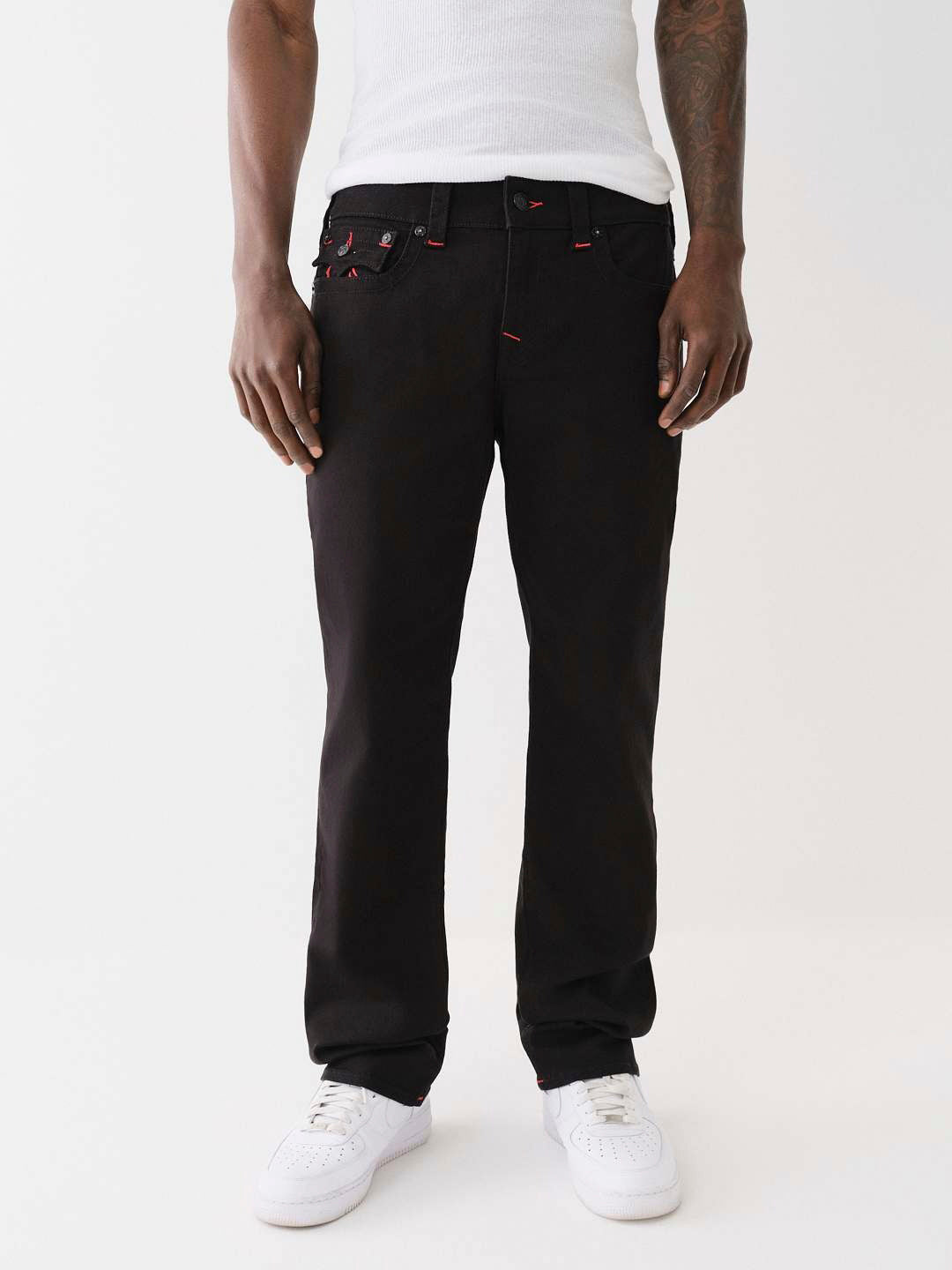 True Religion Men Embroidered Ricky Straight Fit Mid Rise Jeans