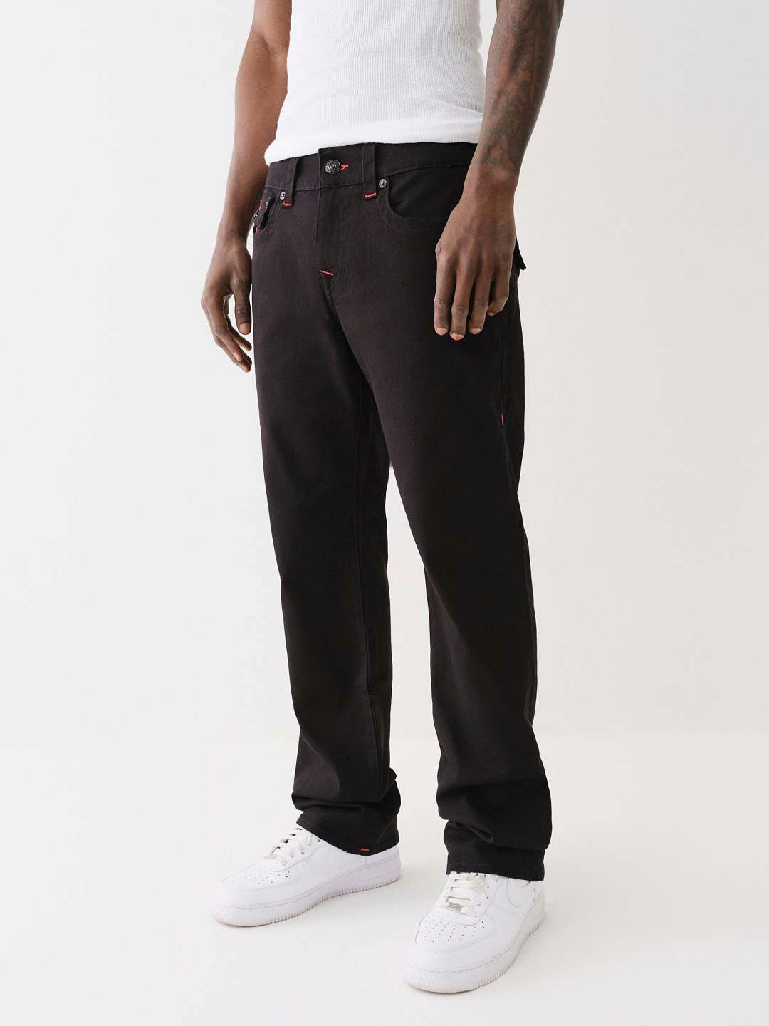 True Religion Men Embroidered Ricky Straight Fit Mid Rise Jeans