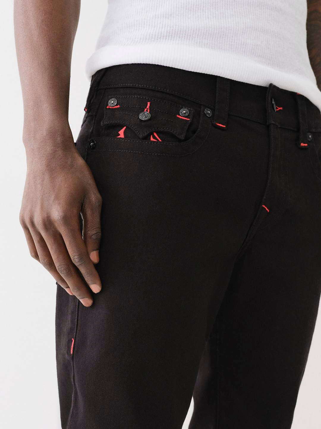 True Religion Men Embroidered Ricky Straight Fit Mid Rise Jeans