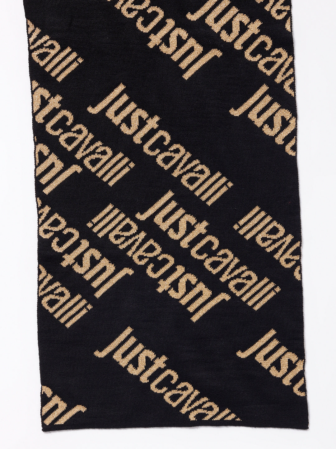 Just Cavalli Men Black Printed Typography Muffler