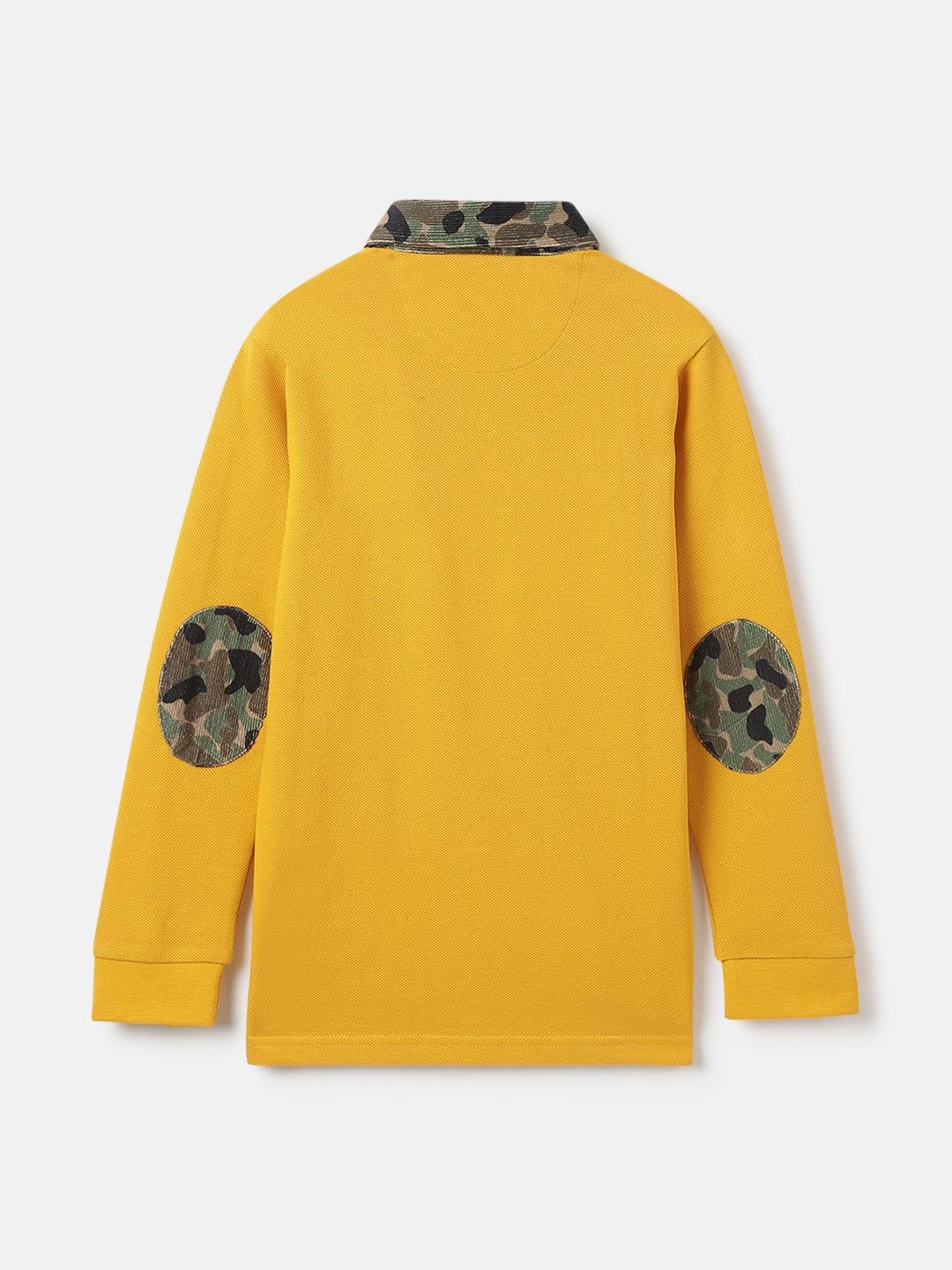 Blue Giraffe Boys Yellow Solid Polo Collar Full Sleeves Tshirt