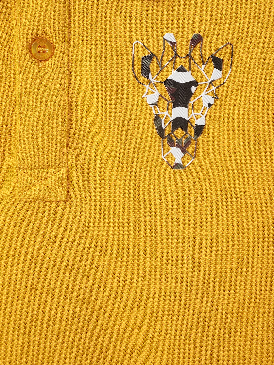 Blue Giraffe Boys Yellow Solid Polo Collar Full Sleeves Tshirt