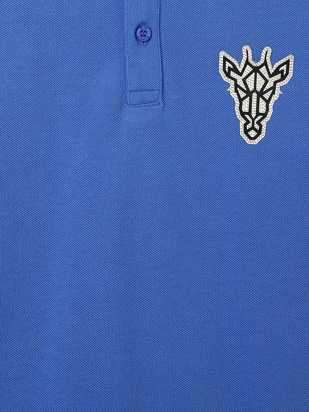 Blue Giraffe Boys Blue Solid Polo Collar Short Sleeves Tshirt