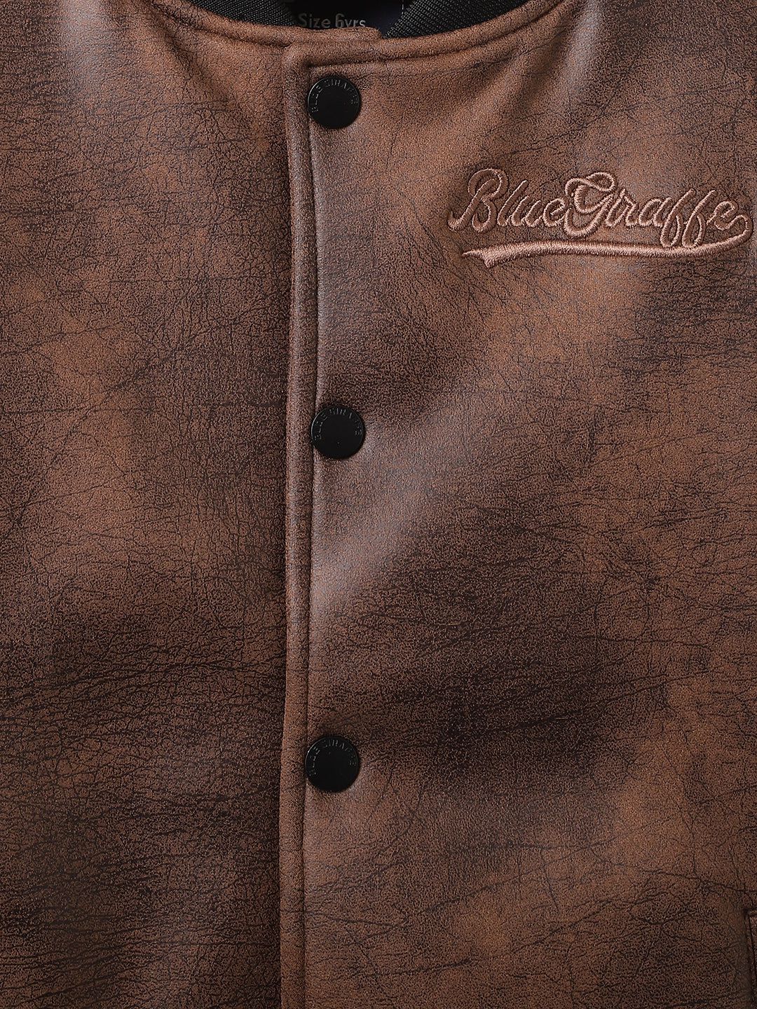 Blue Giraffe Boys Brown Solid Stand Collar Full Sleeves Bomber Jacket