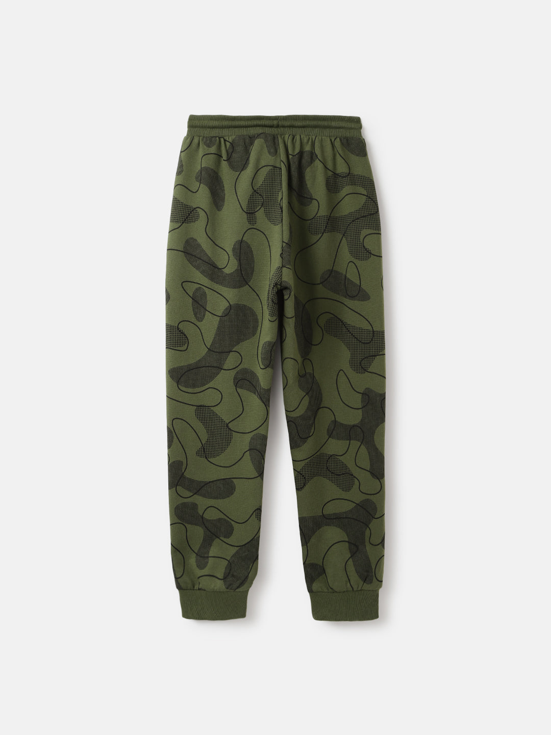 Blue Giraffe Boys Olive Printed Regular Fit Mid-Rise Jogger Style Track Pants