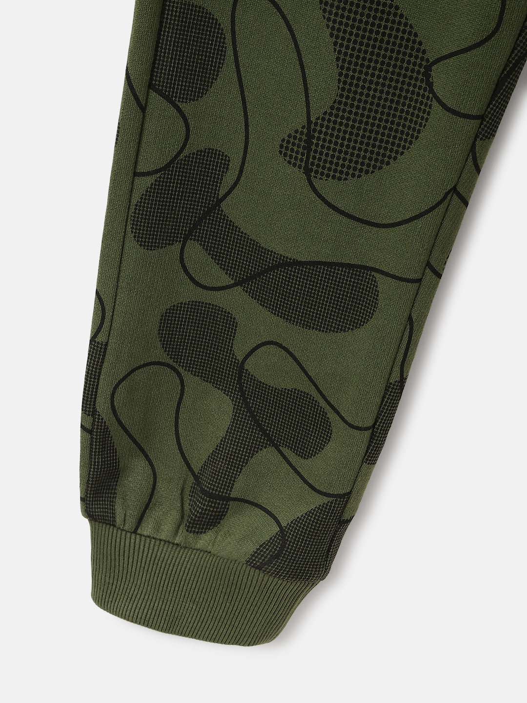 Blue Giraffe Boys Olive Printed Regular Fit Mid-Rise Jogger Style Track Pants