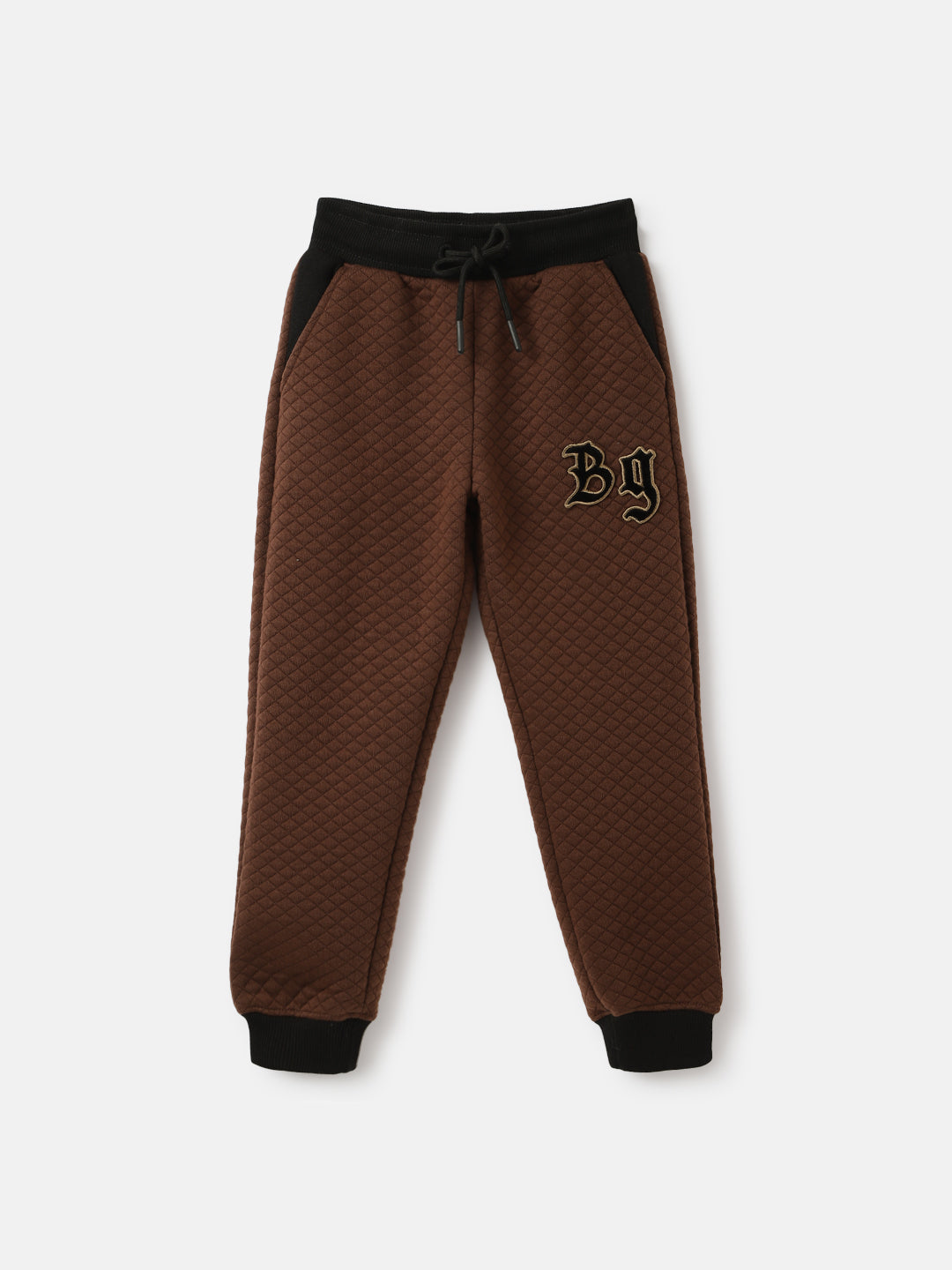 Blue Giraffe Boys Brown Solid Regular Fit Mid-Rise Jogger Style Track Pants