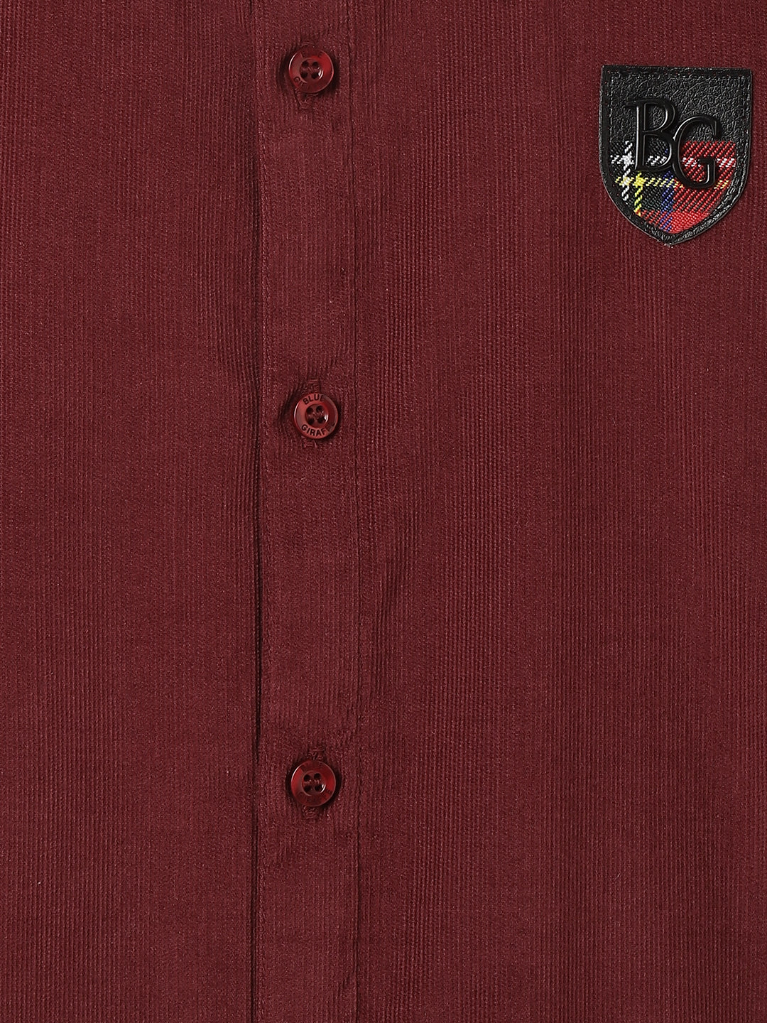 Blue Giraffe Boys Wine Solid Spread Collar Full Sleeves Shirt