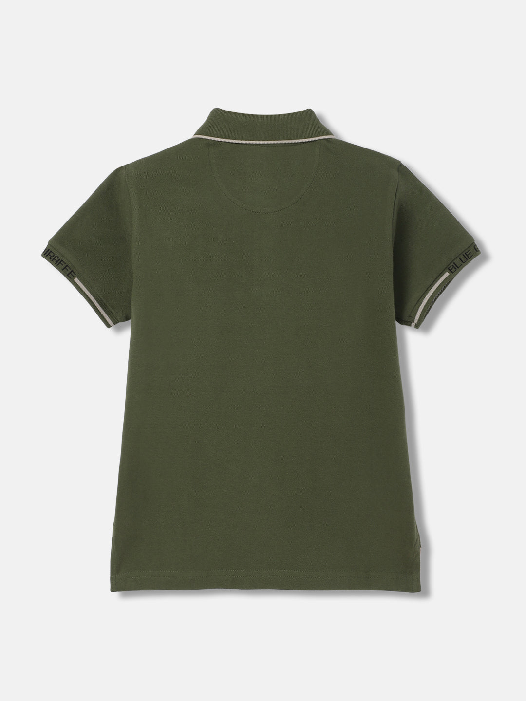 Blue Giraffe Boys Olive Solid Polo Collar Short Sleeves Tshirt