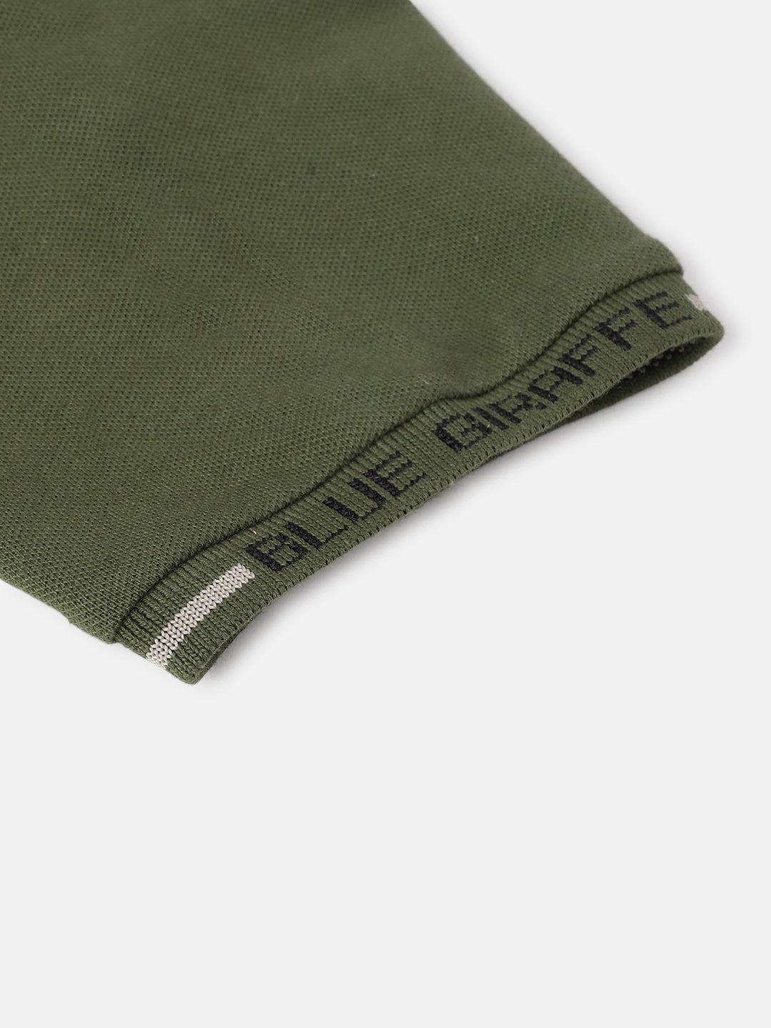 Blue Giraffe Boys Olive Solid Polo Collar Short Sleeves Tshirt