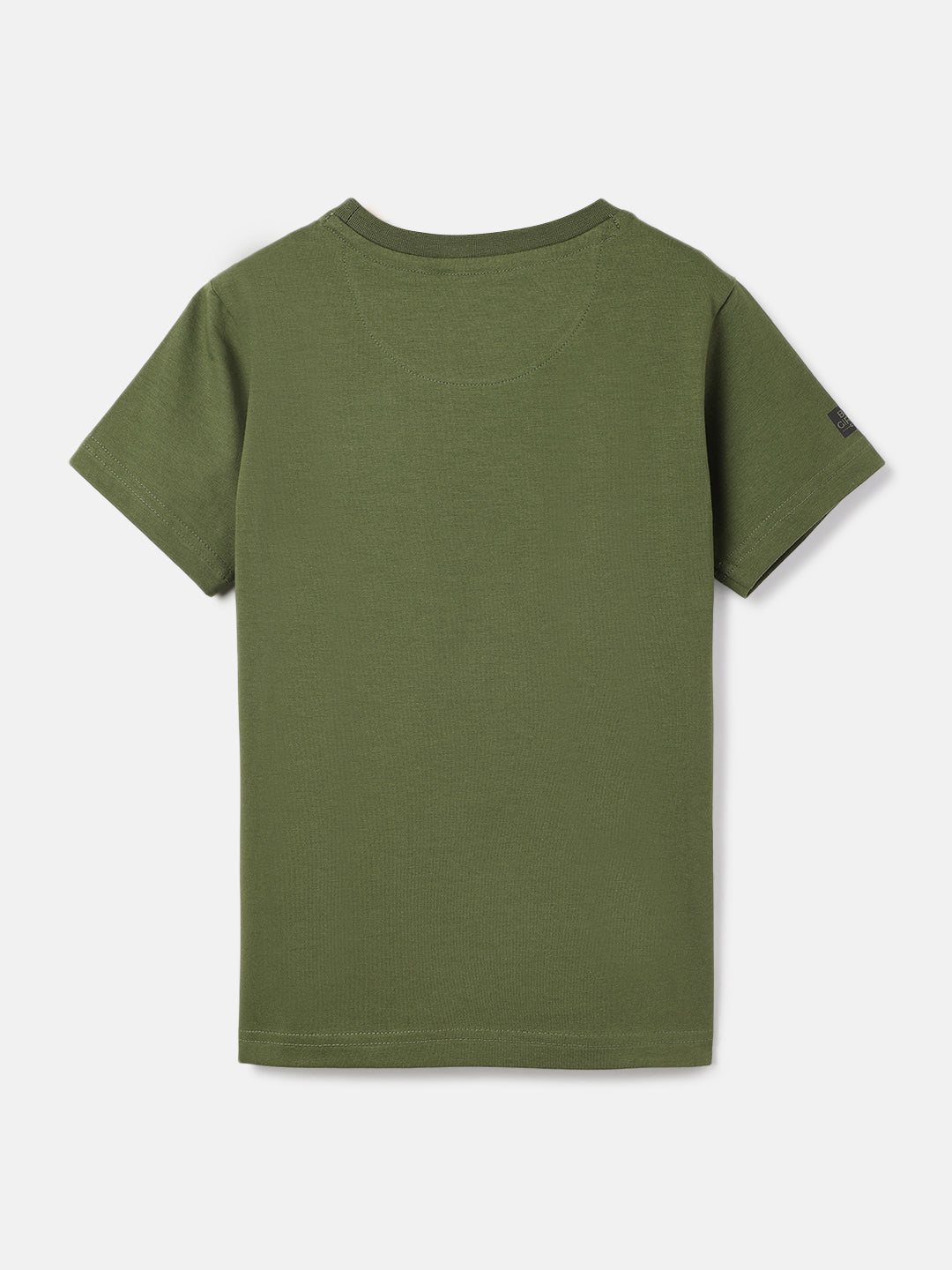 Blue Giraffe Boys Olive Solid Round Neck Short Sleeve Tshirt