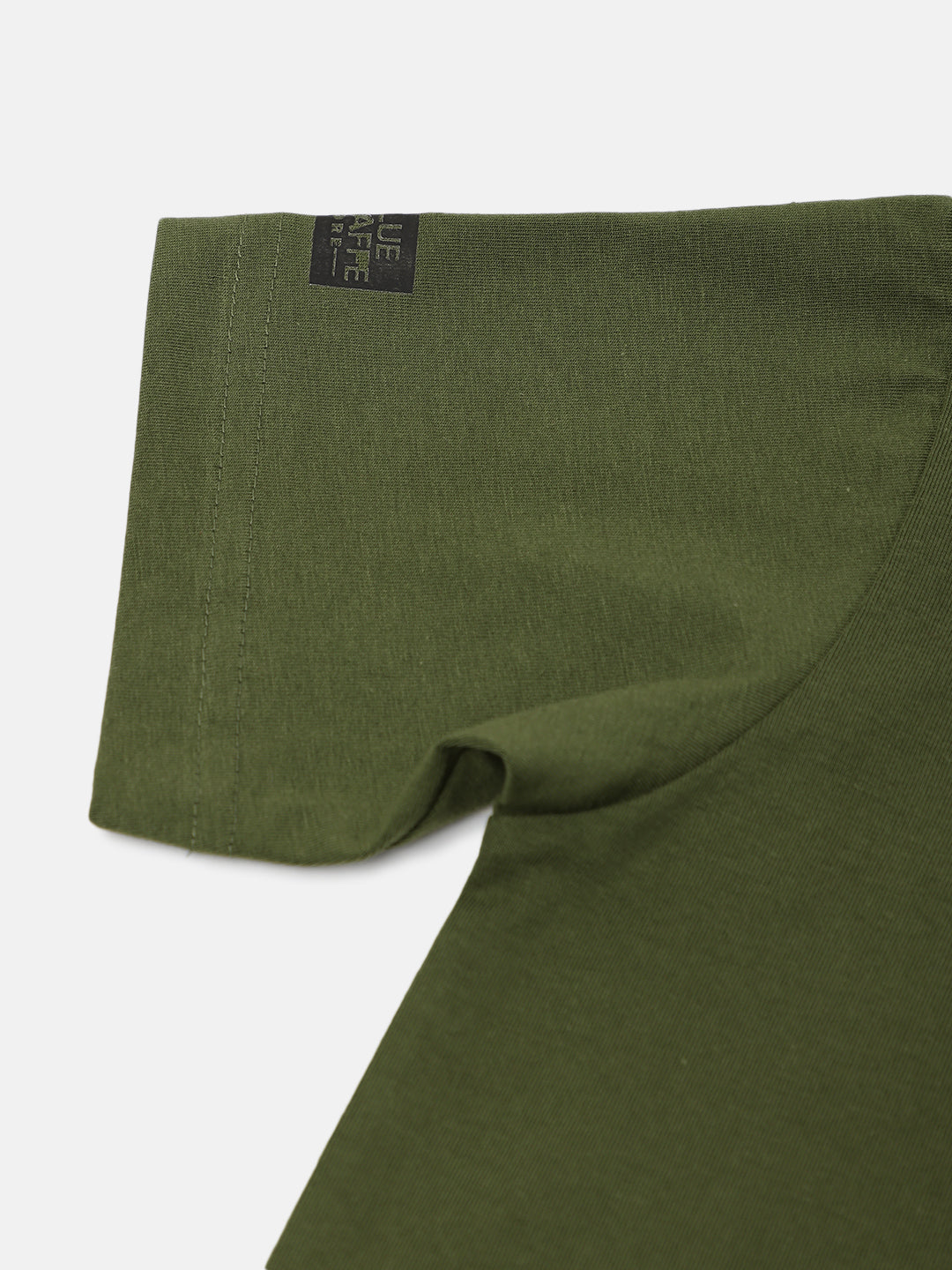 Blue Giraffe Boys Olive Solid Round Neck Short Sleeve Tshirt