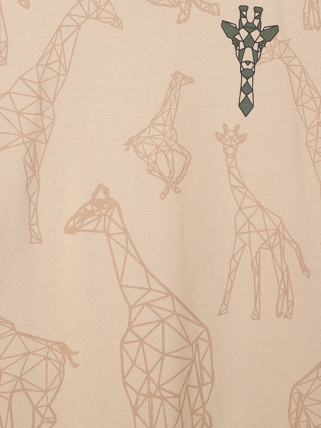 Blue Giraffe Boys Beige Animal Print Round Neck Short Sleeves Tshirt