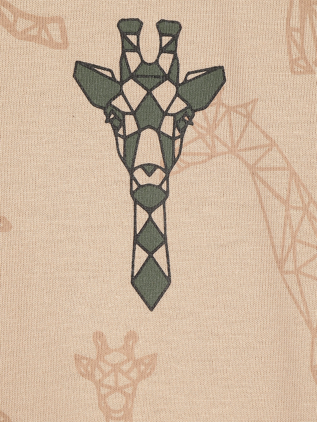 Blue Giraffe Boys Beige Animal Print Round Neck Short Sleeves Tshirt