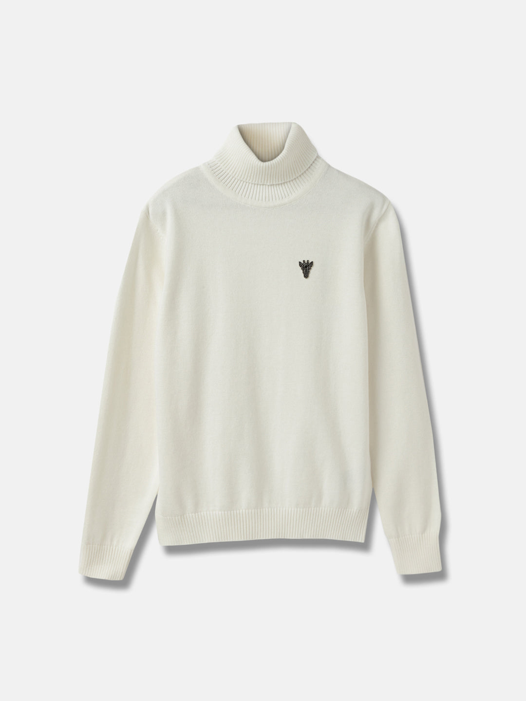 Blue Giraffe Boys White Solid Turtle Neck Full Sleeves Pullover Style Sweater