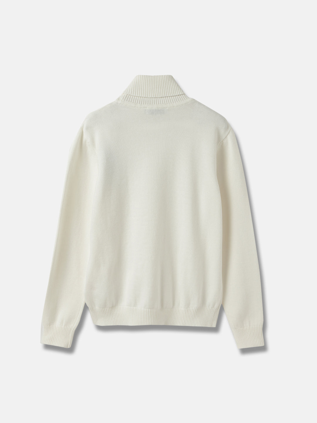 Blue Giraffe Boys White Solid Turtle Neck Full Sleeves Pullover Style Sweater