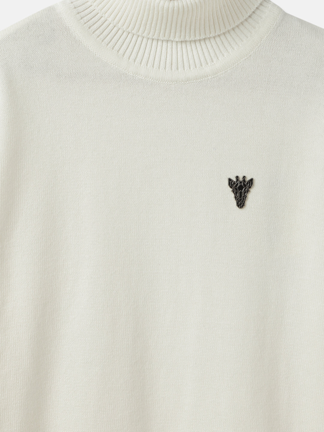 Blue Giraffe Boys White Solid Turtle Neck Full Sleeves Pullover Style Sweater