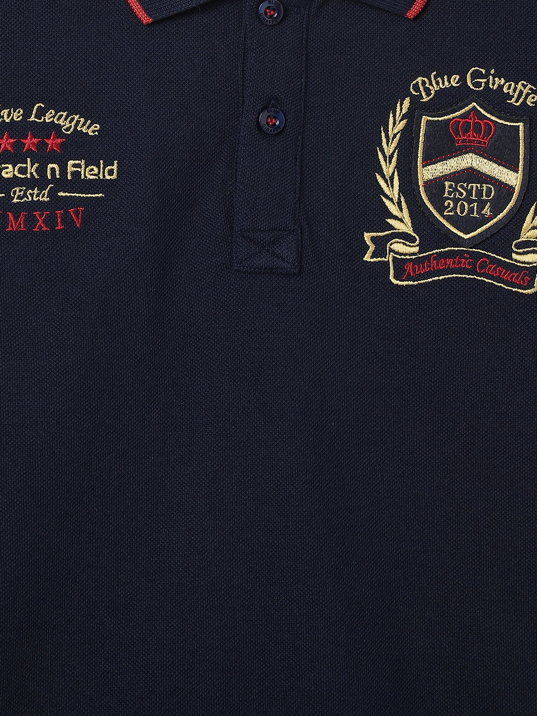 Blue Giraffe Boys Navy Blue Solid Polo Collar Short Sleeves Tshirt