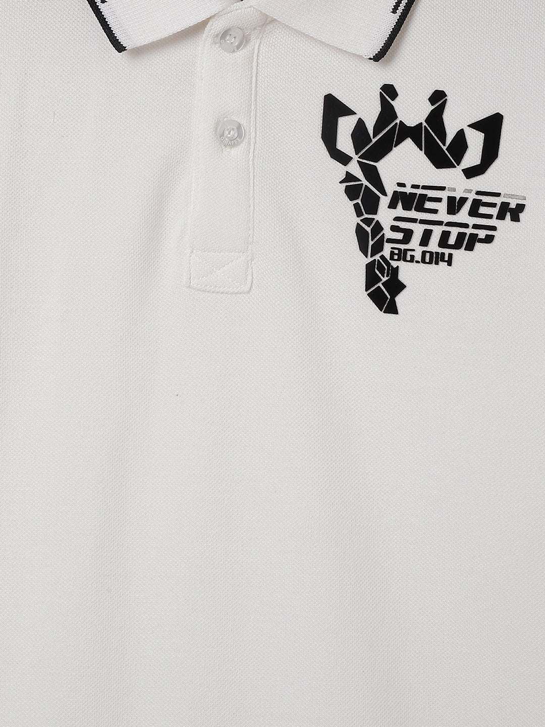 Blue Giraffe Boys White Solid Polo Collar Short Sleeves Tshirt