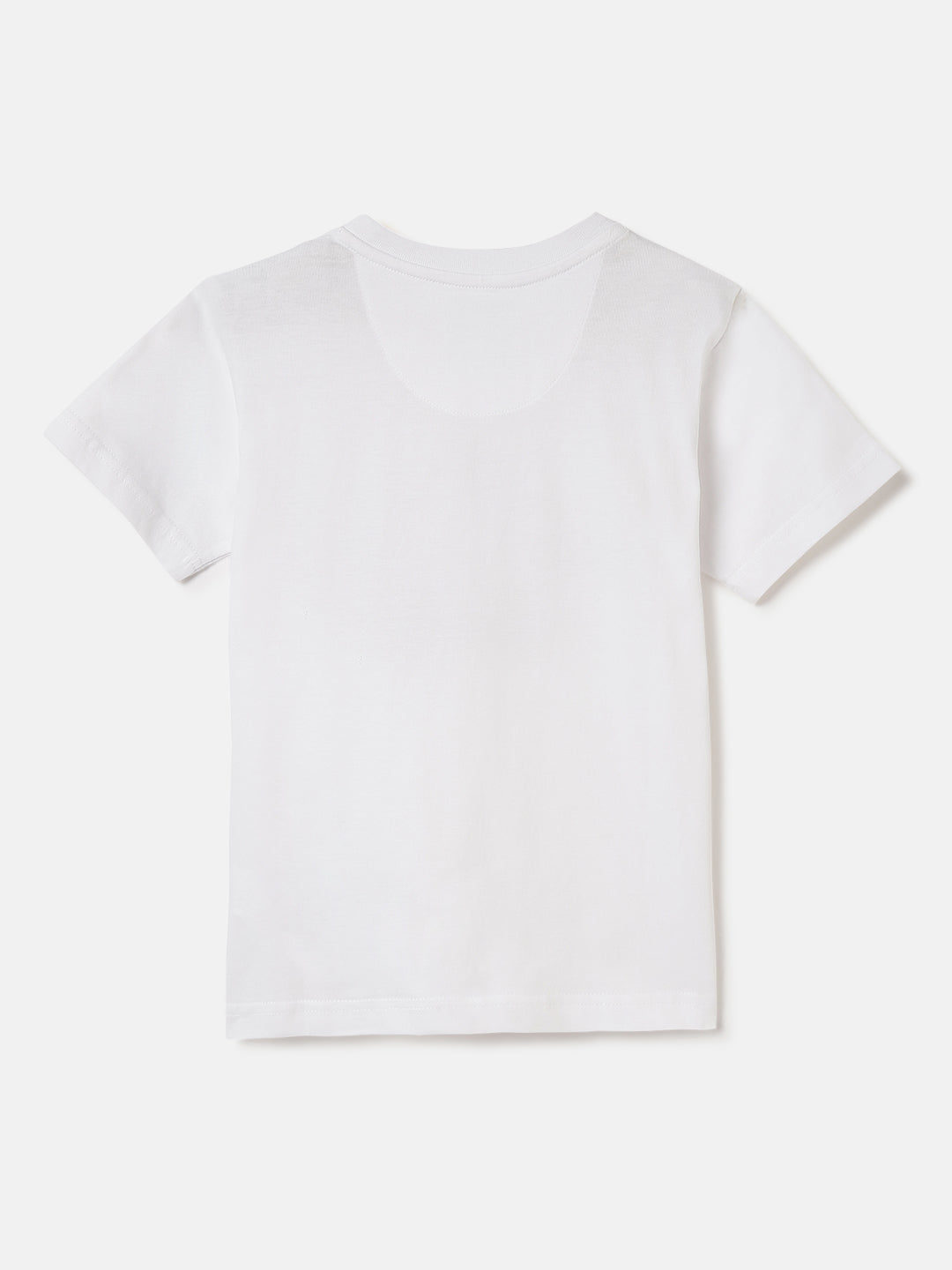 Blue Giraffe Boys White Embroidered Round Neck Short Sleeves Tshirt