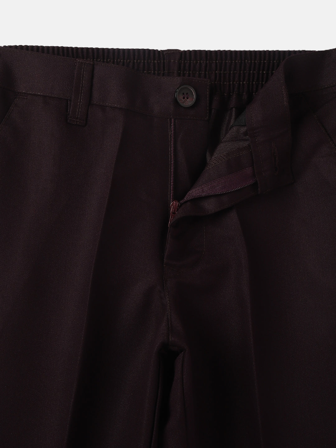 Blue Giraffe Boys Wine Self Design Spread Collar Full Sleeves Waist Coat Set