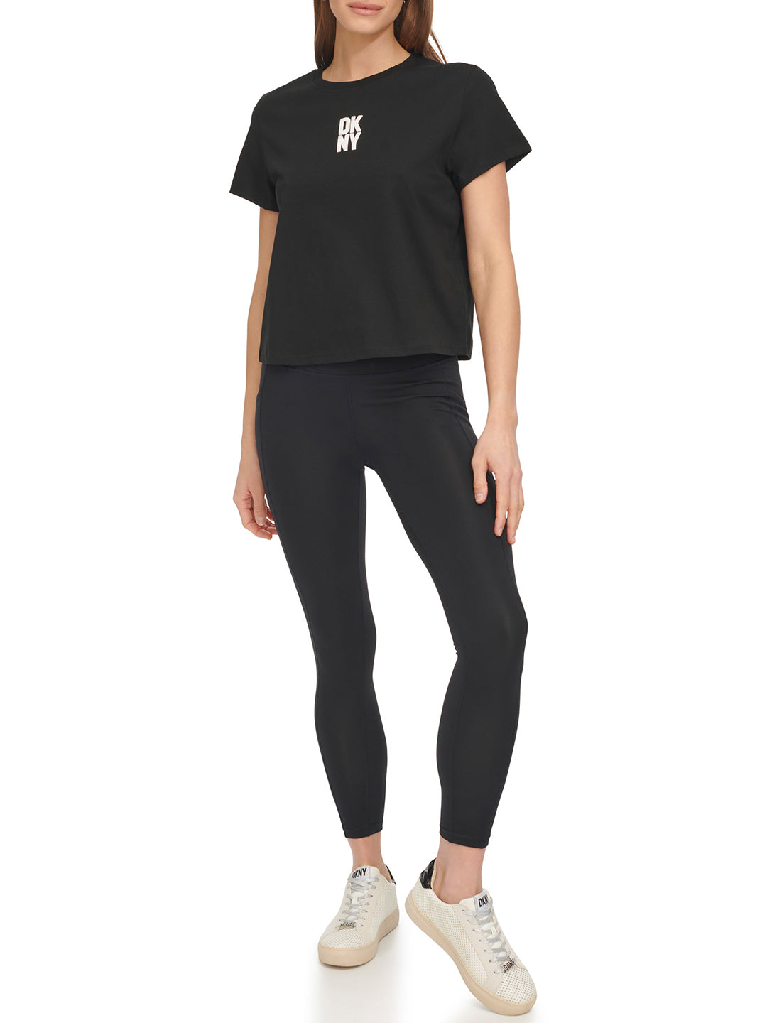 Dkny Logo Printed Women Black Solid T-Shirt