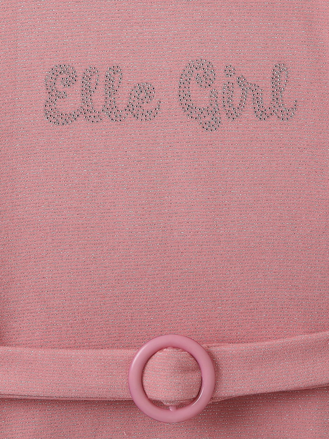 Elle Girls Pink Embellished Round Neck Full Sleeves Shift Dress