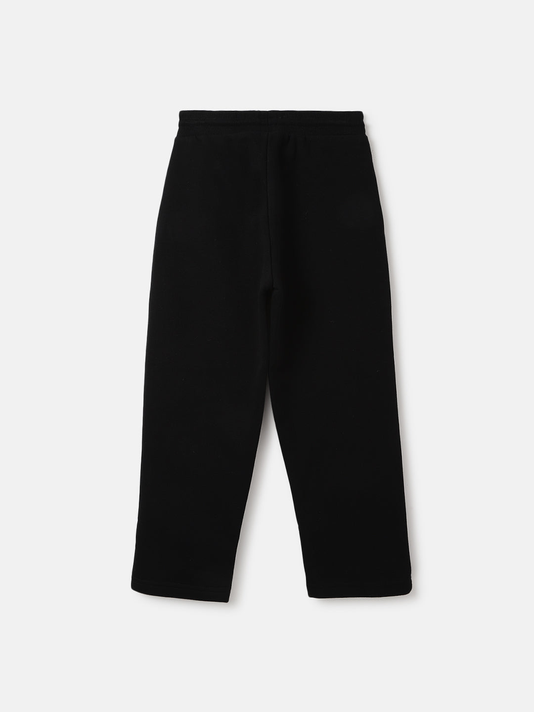 Elle Girls Black Solid Relaxed Fit Mid-Rise Track Pants