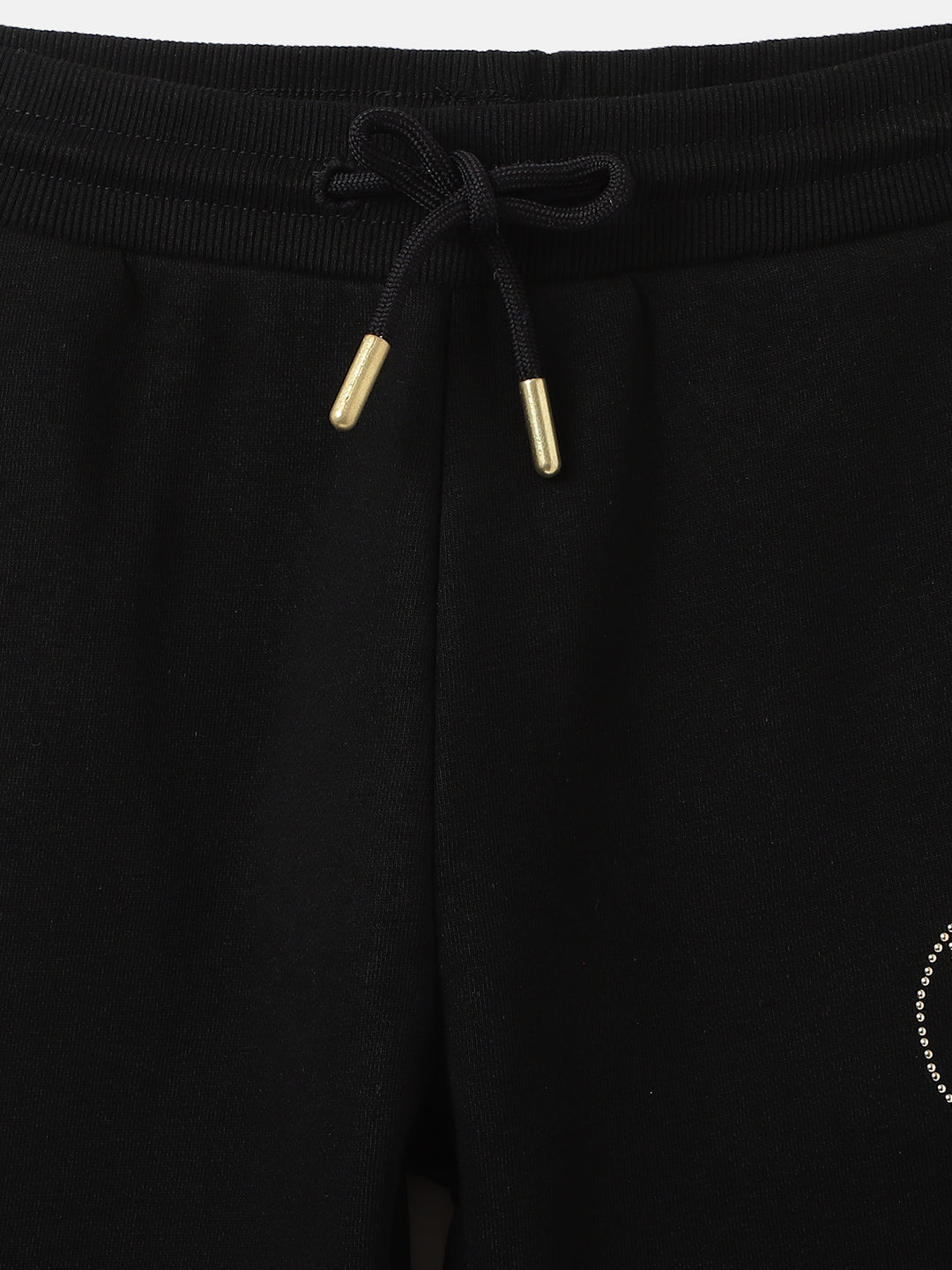 Elle Girls Black Solid Relaxed Fit Mid-Rise Track Pants