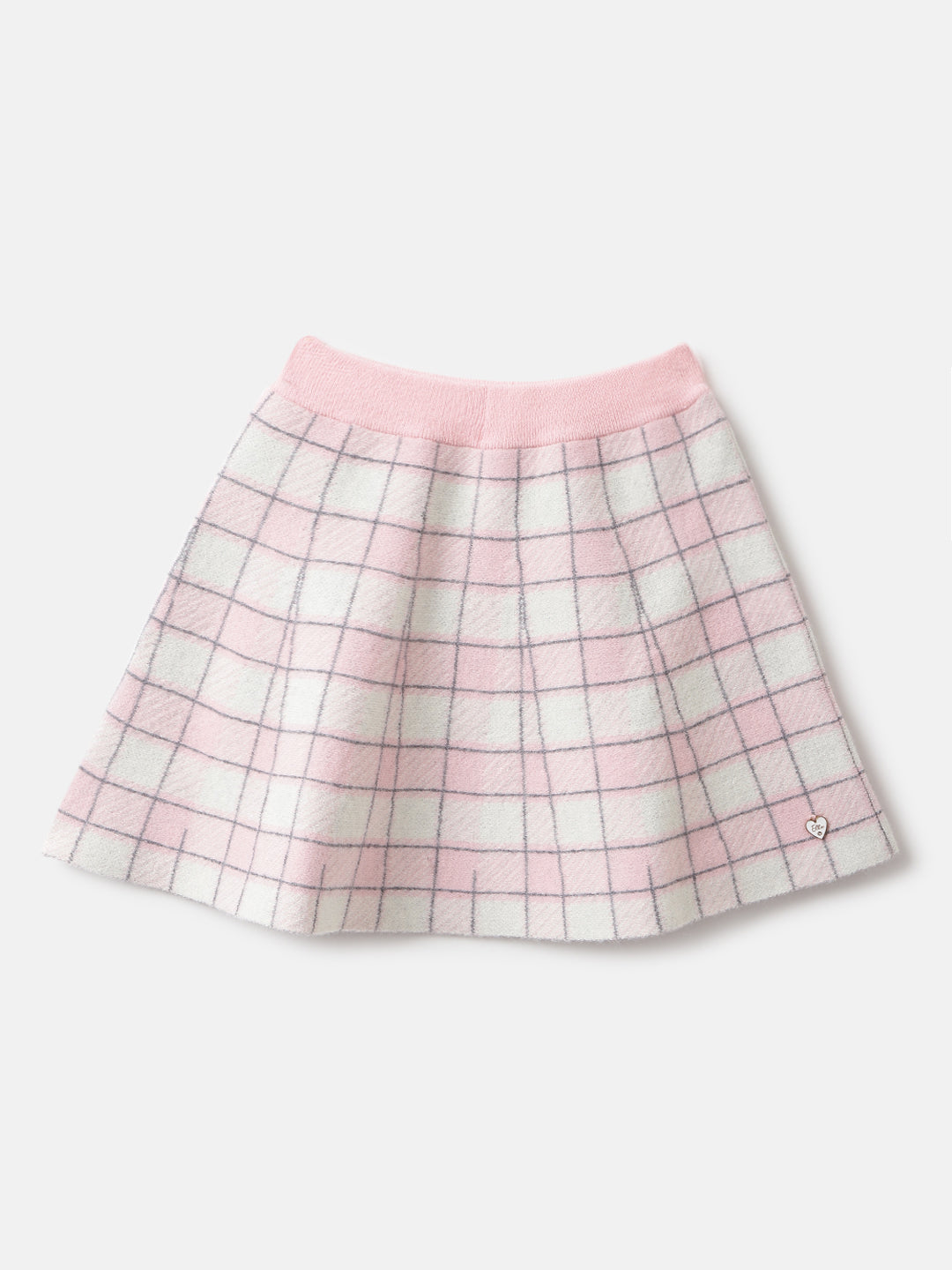 Shop Elle Girls Pink Checked Flared Fit Mid-Rise A-Line Skirt Online - Main Image