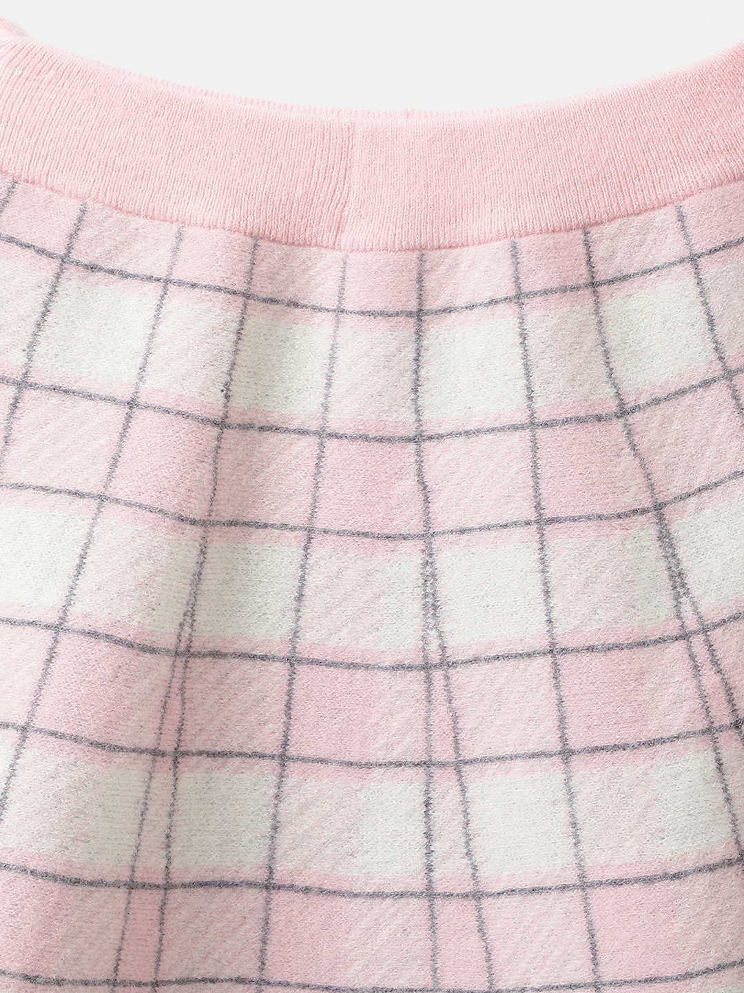 Elle Girls Pink Checked Flared Fit Mid-Rise A-Line Skirt