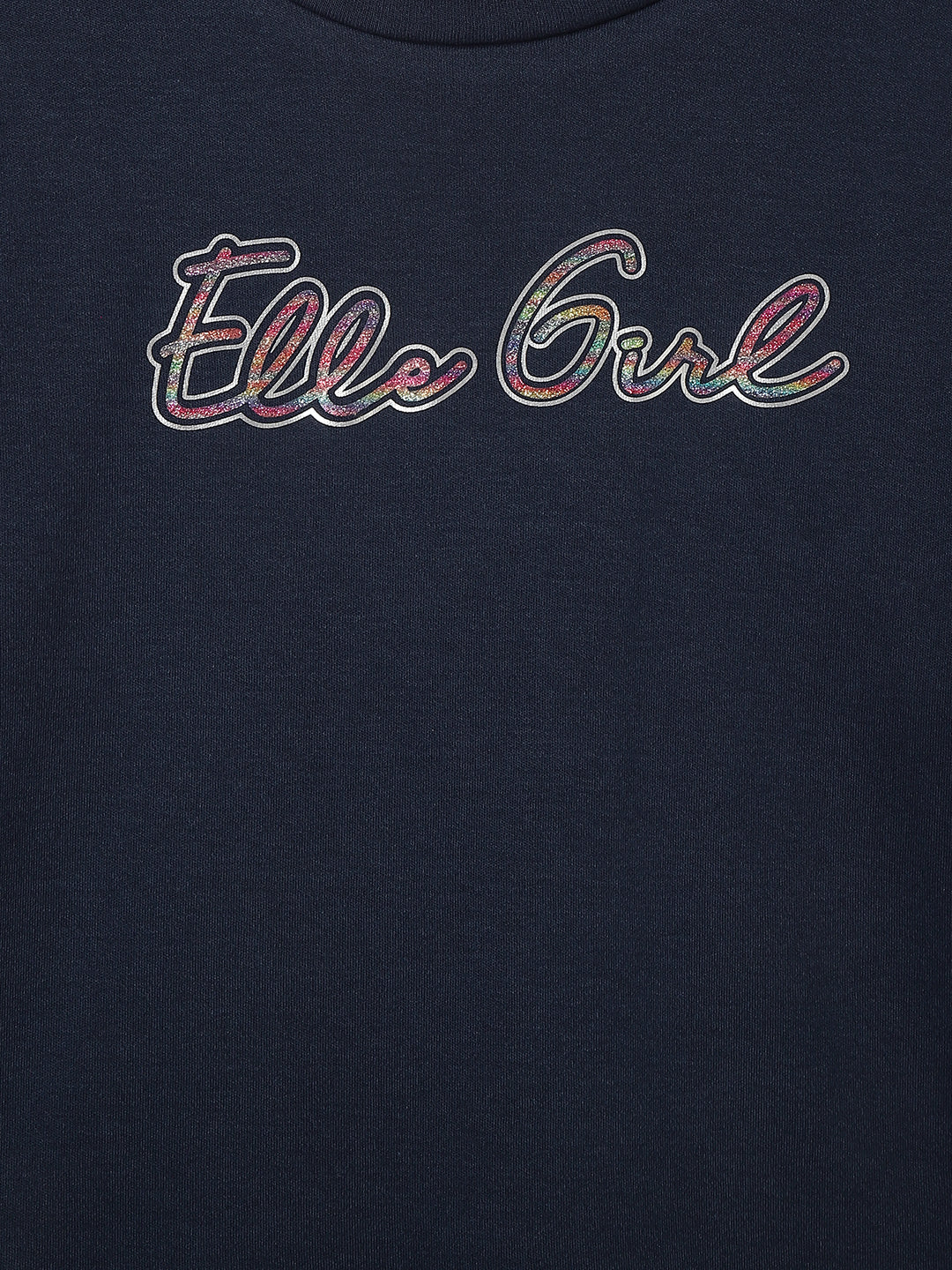 Elle Girls Navy Solid Round Neck Full Sleeves Tshirt