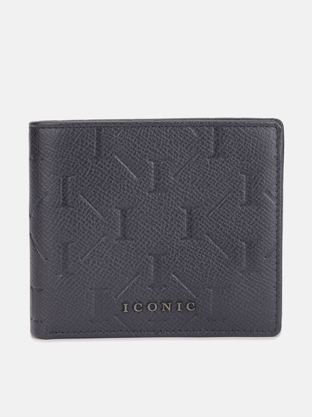Iconic Men Blue Textured Bi-Fold Wallet