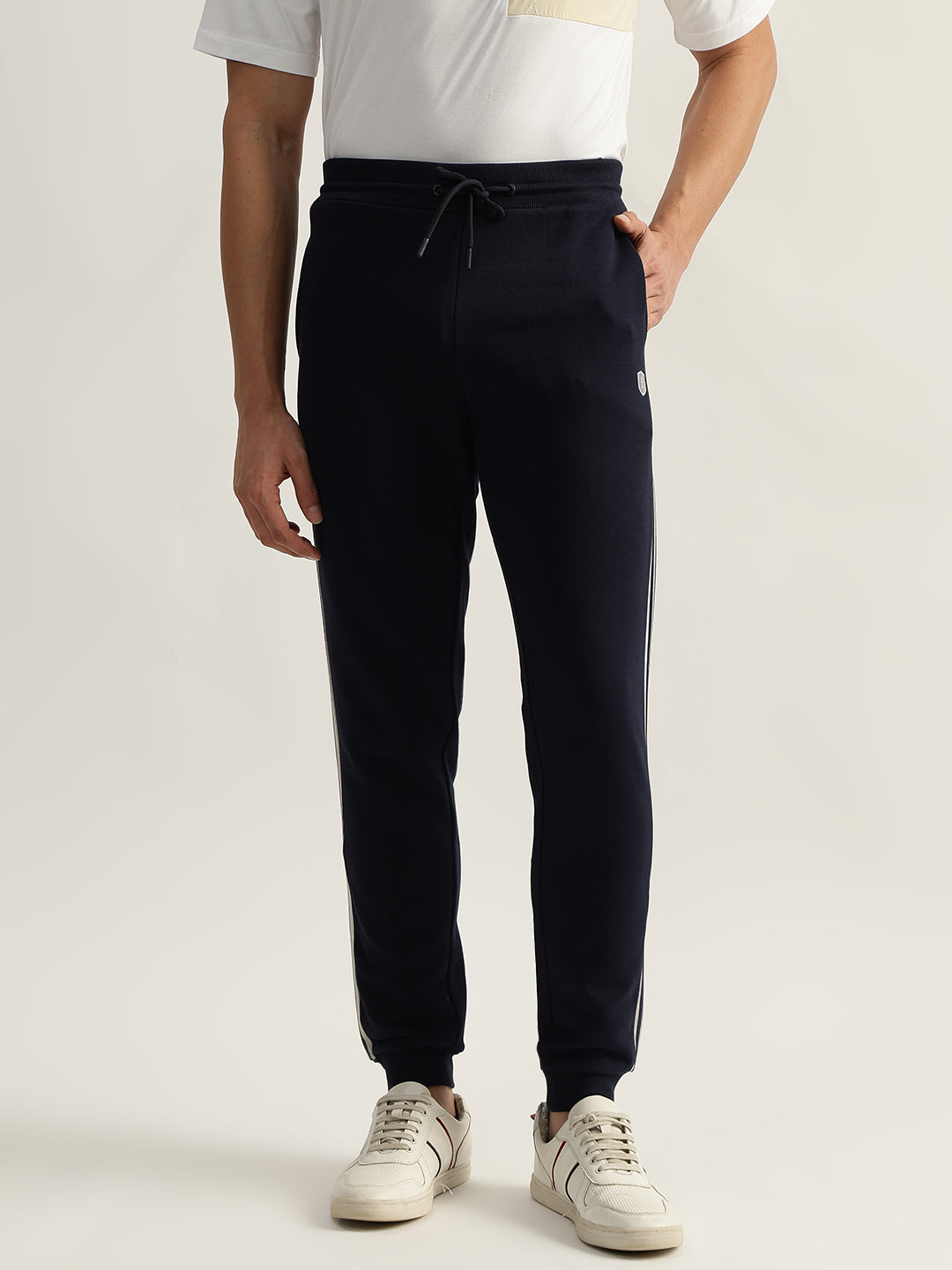 Iconic Men Navy Solid Regular Fit Mid-Rise Jogger Style Track Pants