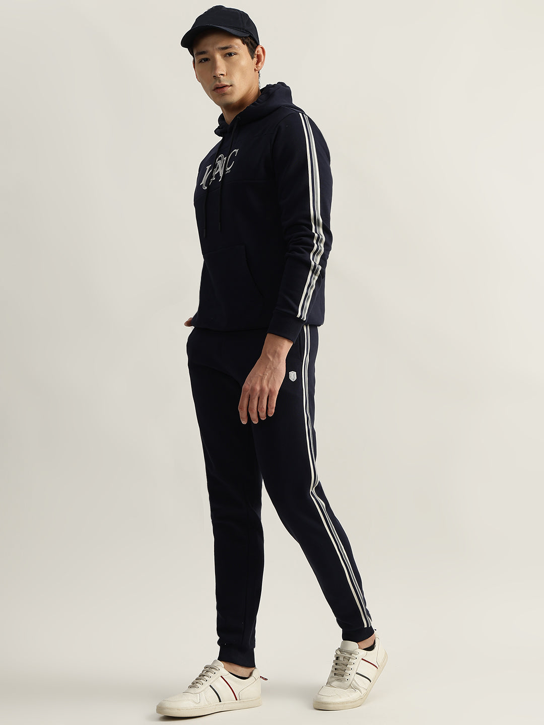 Iconic Men Navy Solid Regular Fit Mid-Rise Jogger Style Track Pants