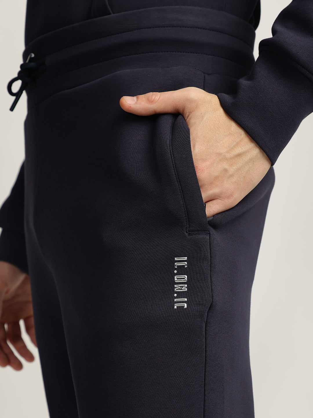 Iconic Men Navy Blue Solid Regular Fit Jogger Style Track Pants