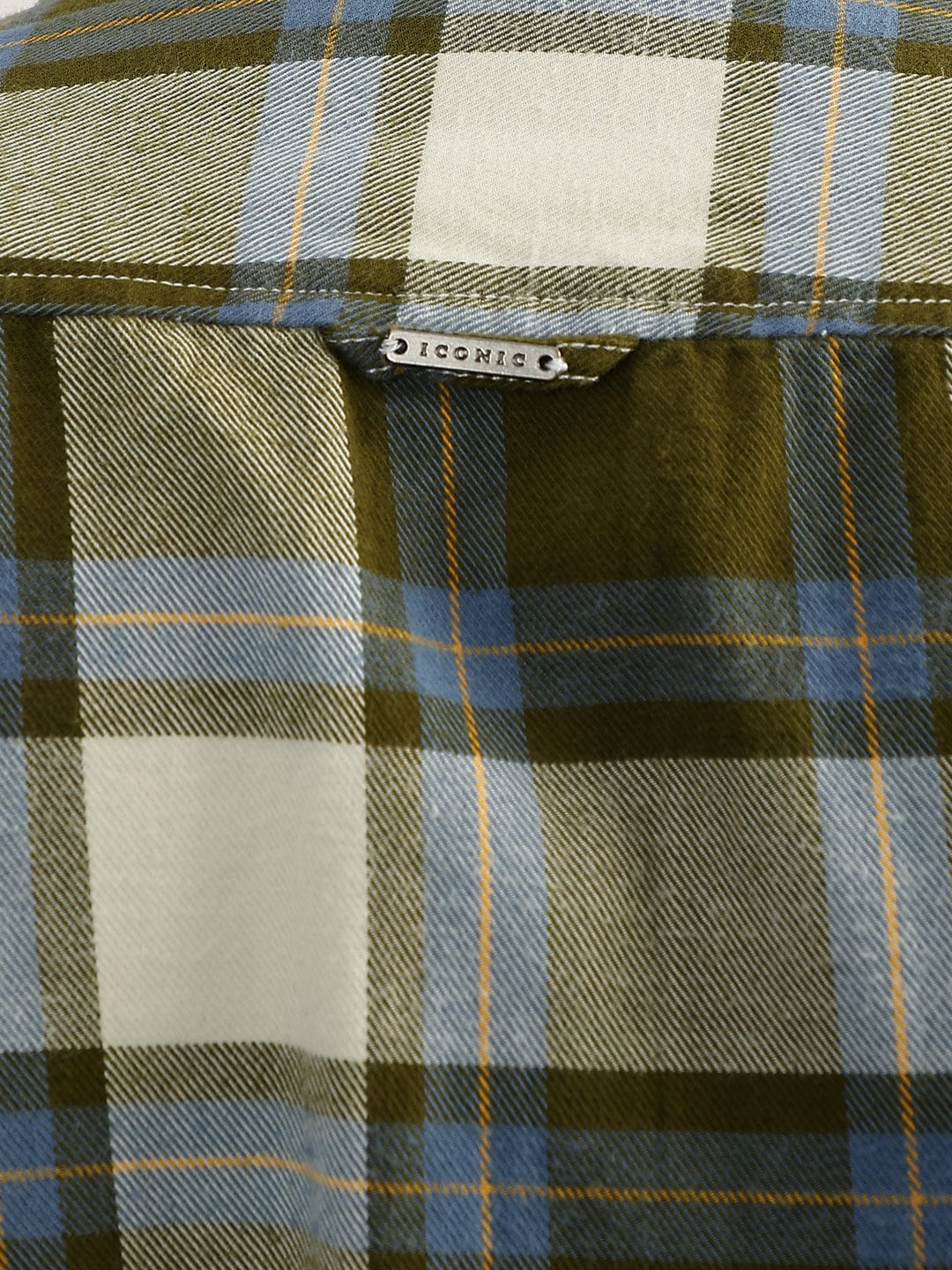 Iconic Men Green Checks Shirt Collar Shirt